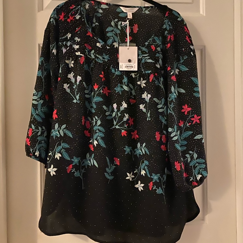 Lauren Conrad flower and dot shirt XL
